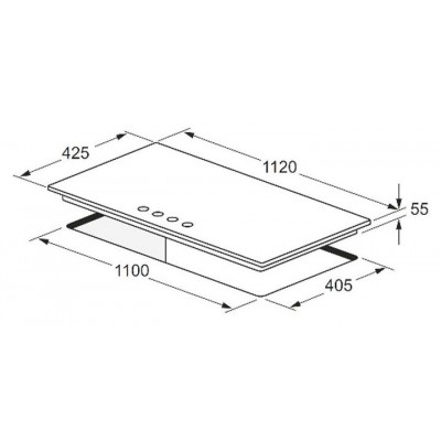 Fulgor fch 1124 g 2dwk bk Gaskochfeld 112 cm, schwarzes Glas