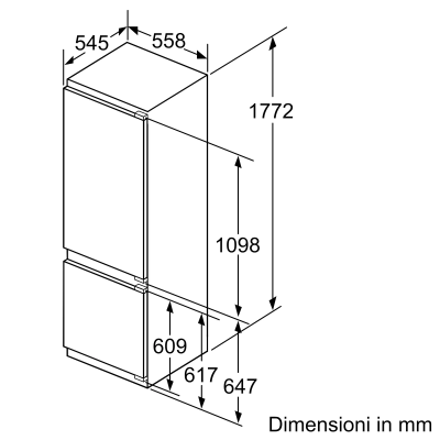 Neff ki6873fe0 frigorifero combinato da incasso h 177 cm