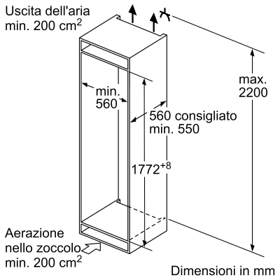 Neff ki6873fe0 frigorifero combinato da incasso h 177 cm