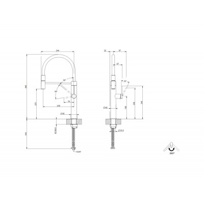 Gessi 60010 727 316 Kitchen Mixer tap with brushed brass hand shower