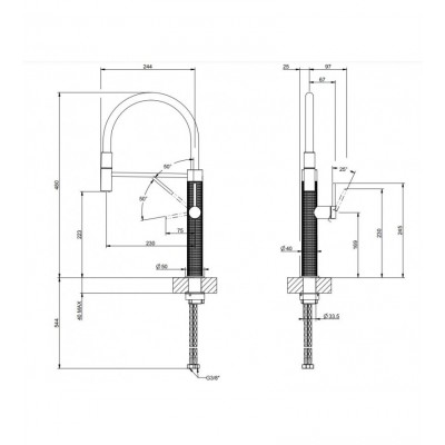 Gessi 60012 239 Meccanica 316 rubinetto miscelatore doccia estraibile steel brushed