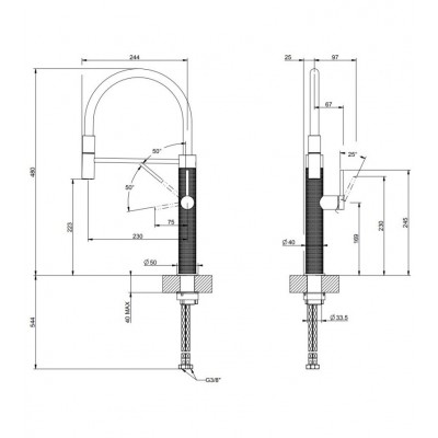 Gessi 60014 708 Cesello 316 Mischbatterie + ausziehbare Dusche Kupfer gebürstet