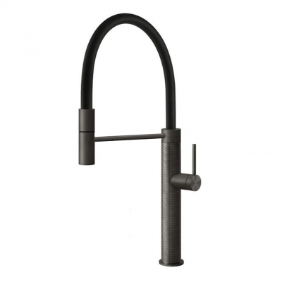 Gessi 60014 707 Cesello 316 bateria mieszaczowa + wyciągana wylewka prysznicowa Czarny metal szczotkowany