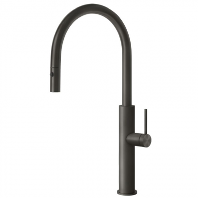 Gessi 60022 707 Kitchen 316 Mixer + ausziehbarer schwarzer Duschkopf