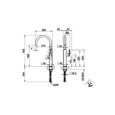 Gessi 60018 707 Meccanica 316 rubinetto miscelatore nero