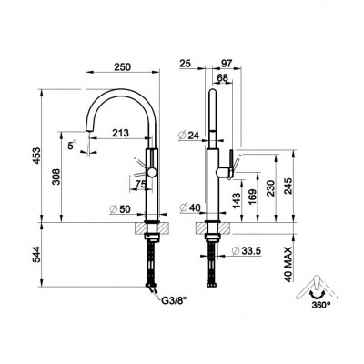 Gessi 60020 707 Cesello 316 Mattschwarzer Küchenmischer