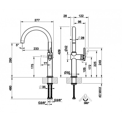 Gessi 60670 149 Habito kitchen mixer tap finox