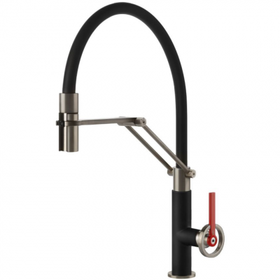 Gessi 60205 599 Officine V Mixer tap with black hand shower