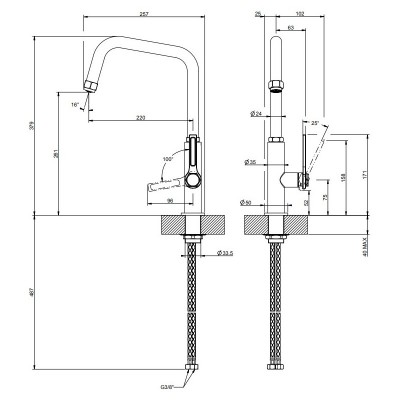 Bateria kuchenna Gessi 60051 726 Officine z brązu