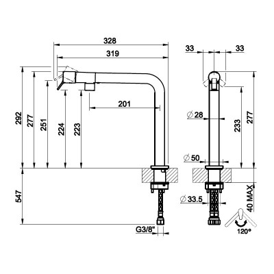 Gessi 60073 149 Stała bateria kuchenna Finox