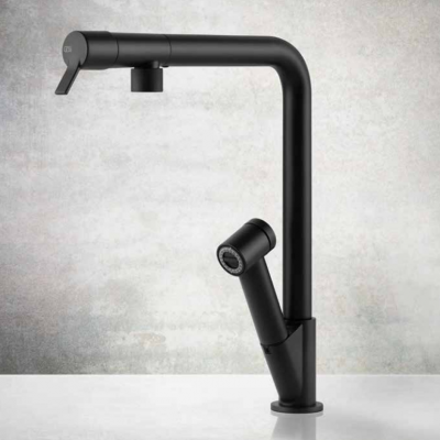 Gessi 60640 299 Fixed mixer tap with black hand shower