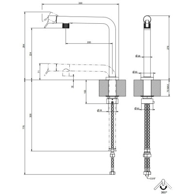 Gessi 60071 707 Su & Giù Mischbatterie Unterfenster schwarz