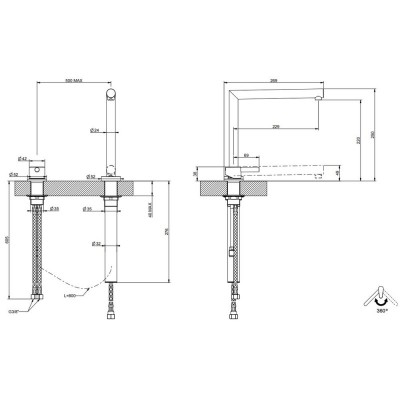 Gessi 50107 031 Up & Down Verchromter Batteriemischer mit Unterfenster