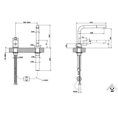 Gessi 50109 149 Bateria podokienna z mieszaczem góra-dół Finox