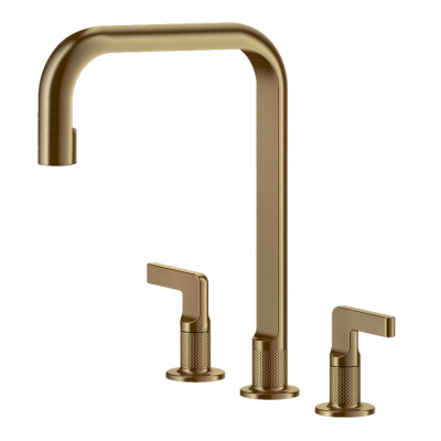 Gessi 58701 726 Engraved 3-hole kitchen tap in matt bronze