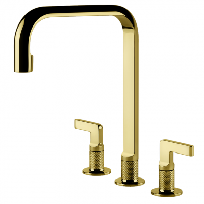 Gessi 58701 246 Engraved 3-hole kitchen tap gold