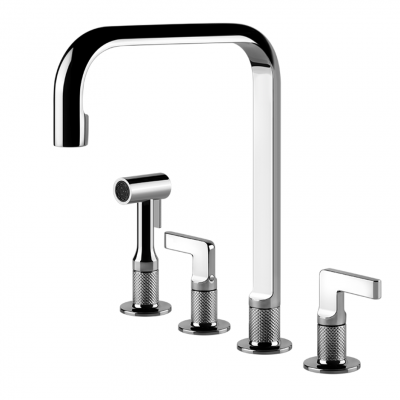 Gessi 58703 031 Engraved tap with 4-hole chromed shower head