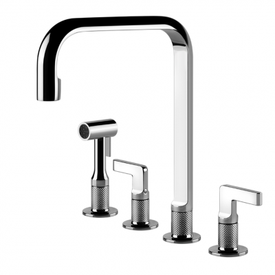 Gessi 58703 031 Robinet gravé avec pomme de douche chromée 4 trous