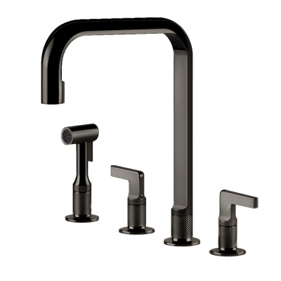 Gessi 58703 706 Engraved tap with 4 hole black shower head