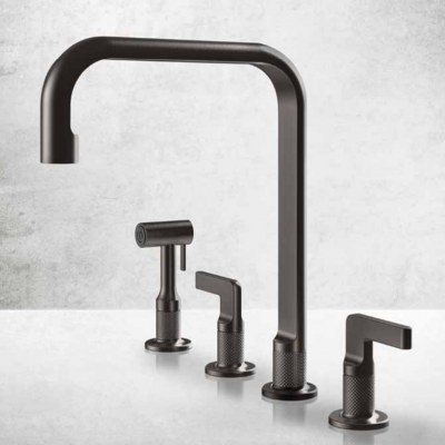 Gessi 58703 707 Robinet gravé avec douchette 4 trous noir mat