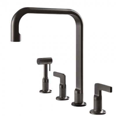 Gessi 58703 707 Engraved tap with 4-hole shower head in matt black