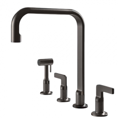 Gessi 58703 707 Robinet gravé avec douchette 4 trous noir mat