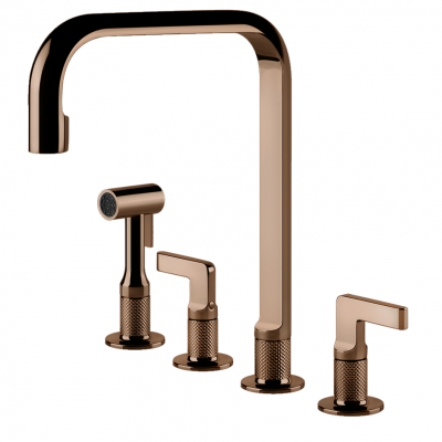 Gessi 58703 030 Robinet gravé avec douche en cuivre 4 trous