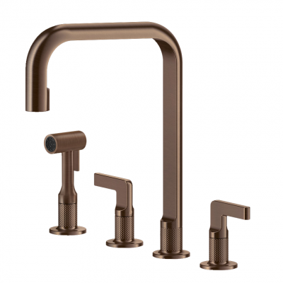 Gessi 58703 708 Engraved tap with 4 hole matt copper shower head