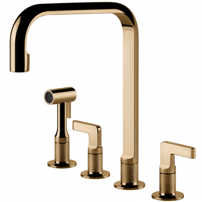 Gessi 58703 735 Engraved tap with 4 hole bronze shower head