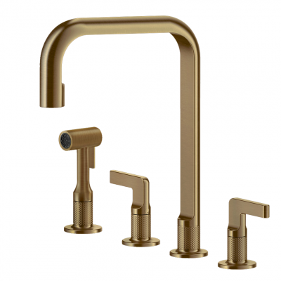 Gessi 58703 726 Engraved tap with 4-hole shower head in matt bronze