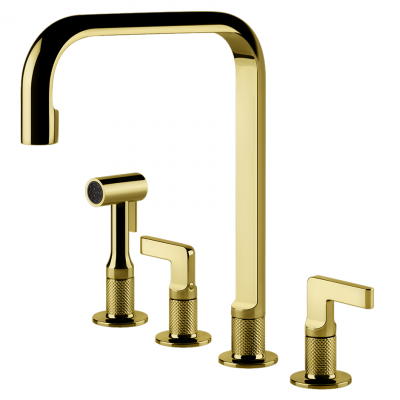Gessi 58703 246 Engraved tap with 4-hole gold shower head
