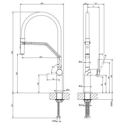 Gessi 60315 149 Mitigeur tige de robinet avec douchette finox