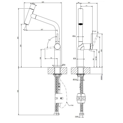 Gessi 60313 149 Mixer tap stem with finox hand shower