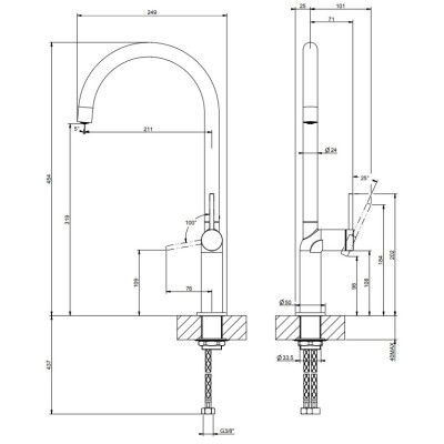 Gessi 60301 275 Stelo rubinetto miscelatore cucina cipria