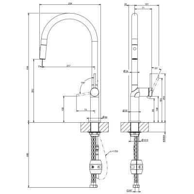 Gessi 60303 275 Trzpień baterii mieszającej z deszczownicą ręczną