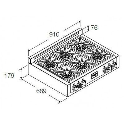 fulgor fsrt 3606 gx 91cm slot-in countertop gas hob stainless steel