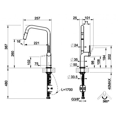 Gessi 60307 149 Trzpień baterii mieszaczowej z głowicą prysznicową Finox