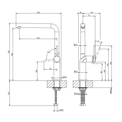 Gessi 60309 031 Verchromter Küchenmischerschaft