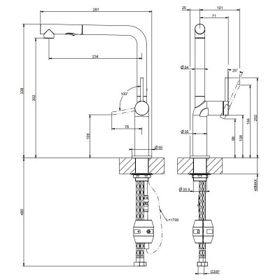Gessi 60311 149 Trzpień baterii mieszaczowej z głowicą prysznicową Finox