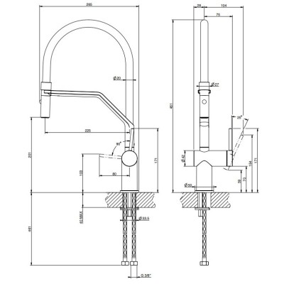 Gessi 60429 726 Niepublikowana bateria mieszaczowa z brązową głowicą prysznicową