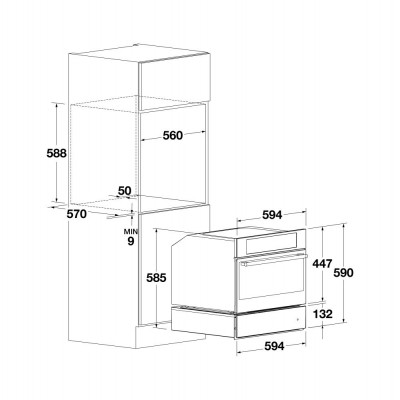 Fulgor fclwd 150 bk Wärmeschublade 60 x 15 cm, schwarzes Glas