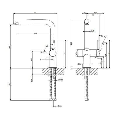 Gessi 60431 030 Unveröffentlichter Küchenmischer aus Kupfer