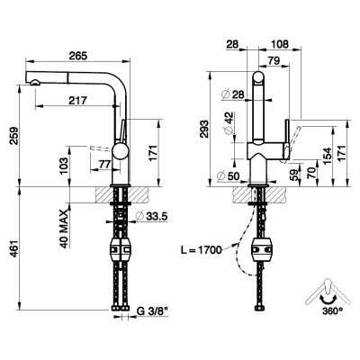 Gessi 60433 708 Inedito Mischbatterie mit mattkupferfarbener Handbrause