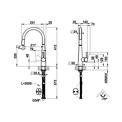 Gessi 20577 149 Bateria mieszaczowa z głowicą prysznicową Finox