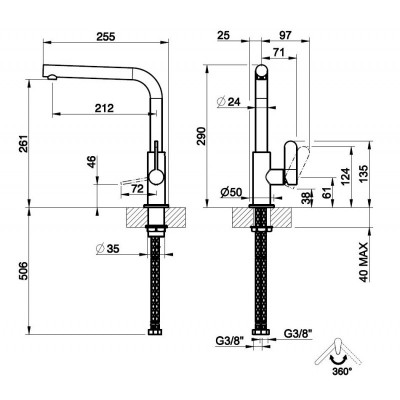 Gessi 60538 239 Steel Satin kitchen tap mixer