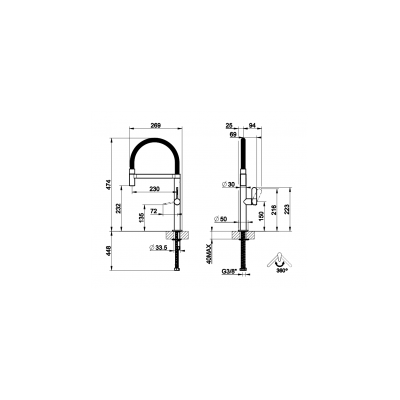 Gessi 50009 149 Bateria mieszaczowa helowa z głowicą prysznicową Finox