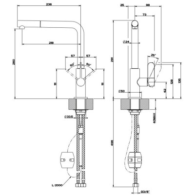 Gessi 50103 149 Helium-Mischbatterie mit Finox-Handbrause