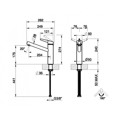 Gessi 60532 149 Bateria kuchenna z mieszaczem Thalium Finox