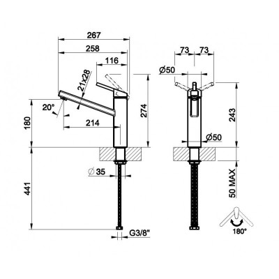 Gessi 60531 149 Thalium bateria kuchenna finox
