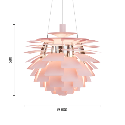 Louis Poulsen Ph Artichoke Pale Rose Suspended chandelier 60 cm pink